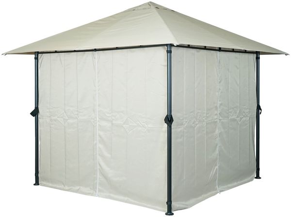 Pergola HWC-J63, Garten Pavillon Terrassenüberdachung mit Seitenwand, 3x3m ~ creme-beige Bild 6