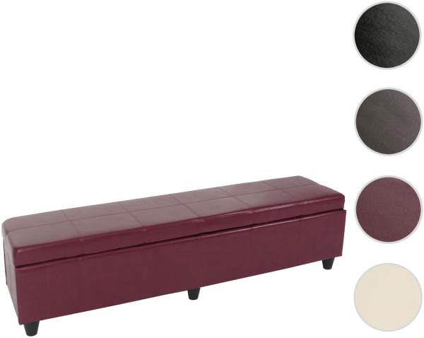 Aufbewahrungs-Truhe Sitzbank Kriens XXL, Kunstleder, 180x45x45cm MVG-zertifiziert ~ rot Bild 9