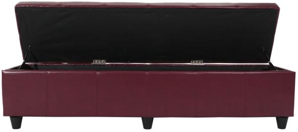 Aufbewahrungs-Truhe Sitzbank Kriens XXL, Kunstleder, 180x45x45cm MVG-zertifiziert ~ rot Bild 6