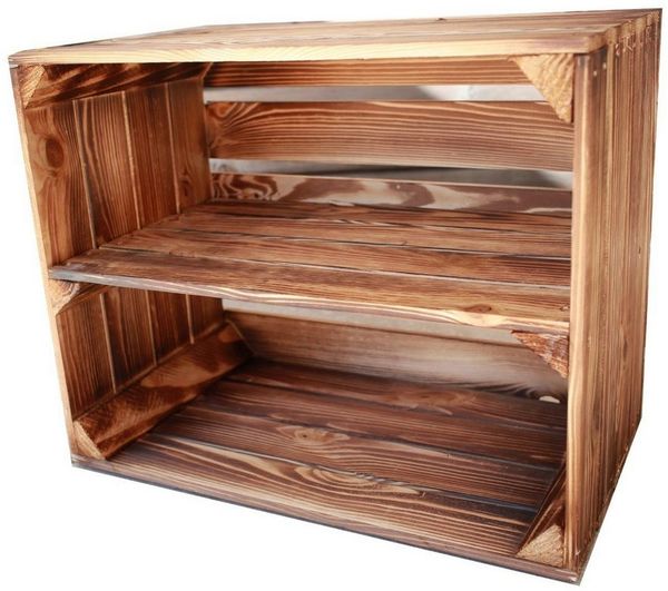 Teramico Holzkiste Holzkiste 50x40x30cm Geflammt Boden Lang, Aufbewahrungsbox