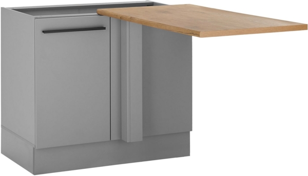 Denver Eckschrank Küche mit Arbeitsplatte in Grau, Lancelot Eiche Optik - Geräumiger Eck-Unterschrank mit viel Stauraum - 112 x 90 x 60 cm (B/H/T)