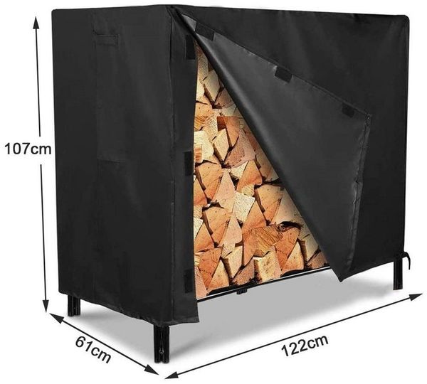 QUBEBU Kaminholzregal Brennholzregal-Abdeckung, Abdeckplane, mit Wasserdichter Abdeckung, (Maße: 122 x 61 x 107 cm, passend für 4-Fuß-Holzregal, 1-St, Maße: 244 x 61 x 107 cm, passend für 8 Fuß-Holzregal), 420D PU-Oxford-Gewebe mit PVC-Rückseite, UV-be...