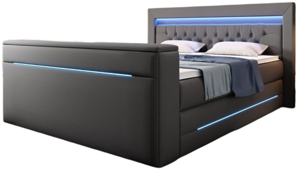 Luxusbetten24 Boxspringbett Merkur, mit TV Lift und RGB-Beleuchtung