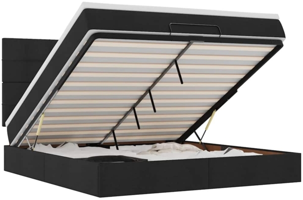 vidaXL Ottoman-Bett mit Matratze & LEDs Schwarz 160x200 cm Stoff 3314019
