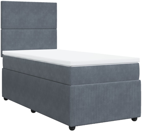 vidaXL Boxspringbett mit Matratze Dunkelgrau 90x190 cm Samt 3292209