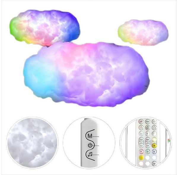 VIVIHEYDAY LED Pendelleuchte RGB Regenbogen Watte LED Wolken Licht, Dimmbar Dekoleuchten, LED Cloud Lights mit Bluetooth-APP und 2.4G Fernbedienung, für Die Zimmer, Schlafzimmer Dekoration