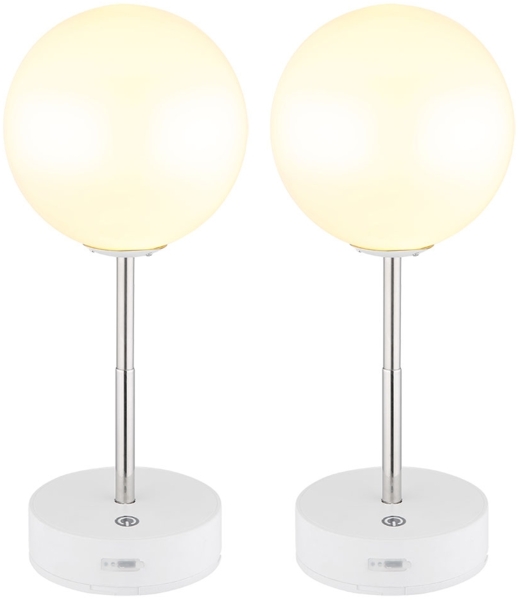 2er Set LED Tischleuchte, Akku, Höhenverstellbar, H 28 cm