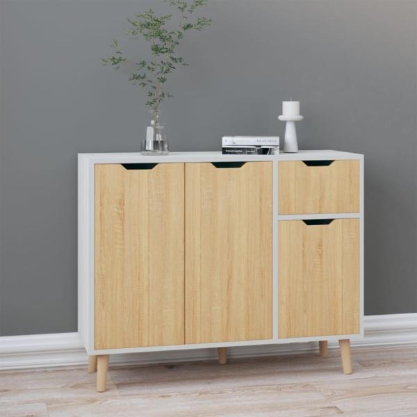 vidaXL Sideboard Weiß und Sonoma-Eiche 90x30x72 cm Holzwerkstoff 326818