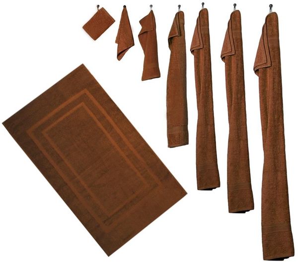 8er Set - 4 Duschtücher, 4 Handtücher - Schokobraun/Sand