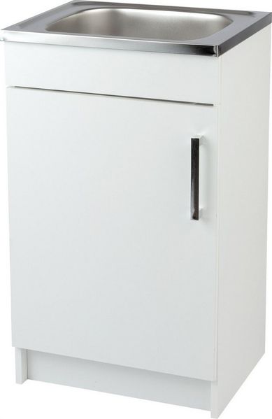 STAMAR Spülenschrank Küchenschrank 50cm Weiß Spüle Edelstahl Siphon Geschirrspüler Komplett (Komplett) Standschrank 40cm Tiefe ohne Armatur Montagefertig Set Spülenschrank
