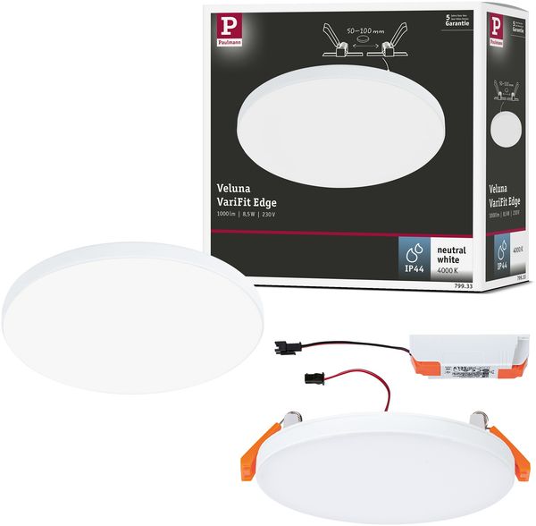 Paulmann 79933 LED Einbaupanel Veluna Edge IP44 120mm 4000K Weiß Bild 7