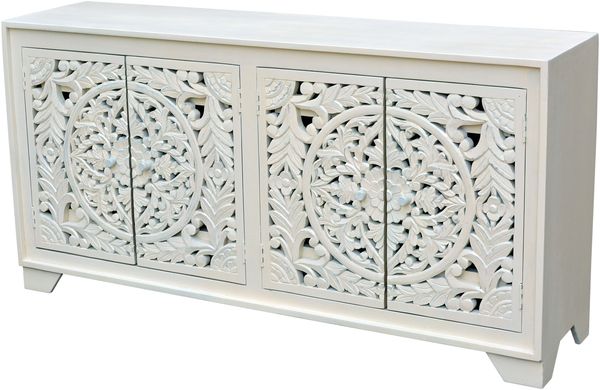 Sideboard >Kalita< in Weiß, Massivholz - 170x85x40cm (BxHxT)