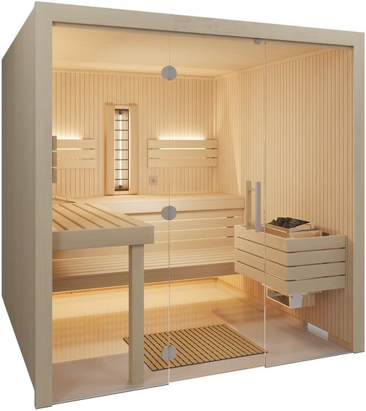 Infraworld Gracil Complete Multifunktionssauna mit Infrarotstrahler in Espe 210x210x210cm