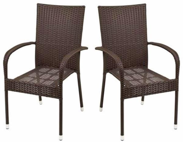 2x Wicker Stapelstuhl braun Gartenstuhl Terrassenstuhl Gartensessel stapelbar