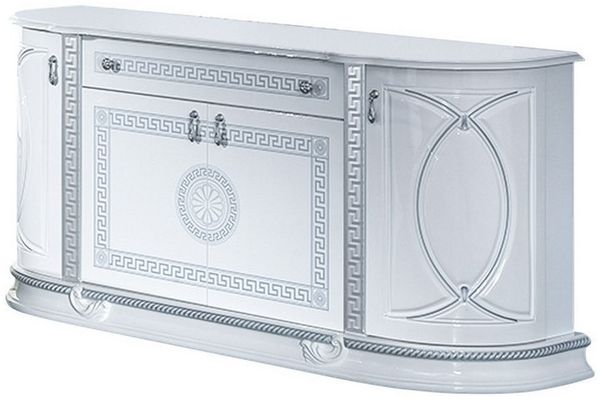 Interdesign24 Sideboard Venus (4-Türig, im Barock-Stil), in Weiß/Silber Hochglanz