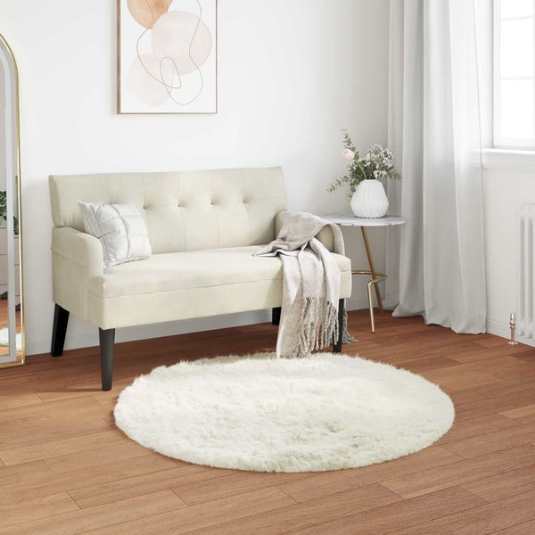 vidaXL Teppich aus Kunstschaffell TAFALLA Weiß Ø 80 cm Polyester 42021469