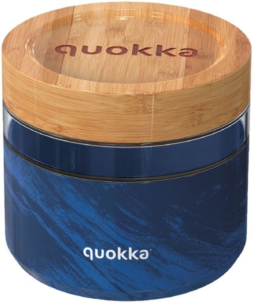 Glas-Lunchbox mit Bambusdeckel – auslaufsicher, rutschfest, 500 ml Dunkelblau