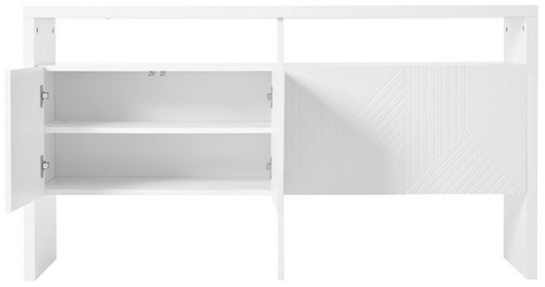 Flieks Kommode mit 2 offenen Fächern und 4 Türen (1 St, Schrank für Wohnzimmer, Schlafzimmer, Flur), Sideboard Mehrzweckschrank Weiß, Breite 140 cm Bild 4