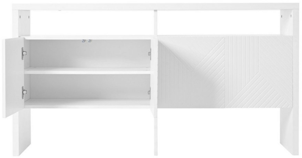 Flieks Kommode mit 2 offenen Fächern und 4 Türen (1 St, Schrank für Wohnzimmer, Schlafzimmer, Flur), Sideboard Mehrzweckschrank Weiß, Breite 140 cm Bild 2