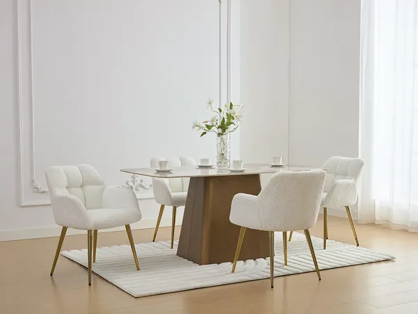 Vente-unique - PEGA Stuhl Stoff Weiß - B 62 cm x H 78 cm x L 58,5 cm