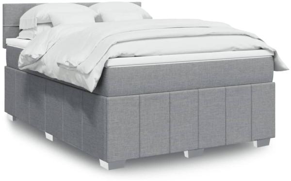 vidaXL Boxspringbett mit Matratze Hellgrau 160x200 cm Stoff 3289419