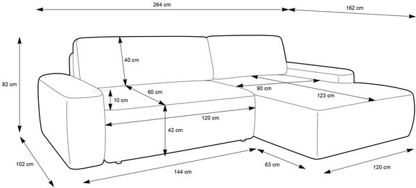 Selsey 'Baleo' Ecksofa mit Schlaffunktion, Chenille-Bezug, Creme, rechtsseitig, 82 x 264 x 162 cm Bild 4