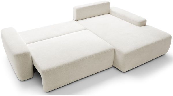 Selsey 'Baleo' Ecksofa mit Schlaffunktion, Chenille-Bezug, Creme, rechtsseitig, 82 x 264 x 162 cm Bild 3