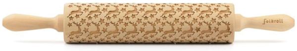 Folkroll 3D-Motiv-Teigrolle 37 cm Rentier Sterne