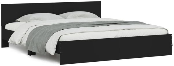 Doppelbett, Bettgestell Modernen mit Kopfteil Schwarz 160x200 cm d1130e
