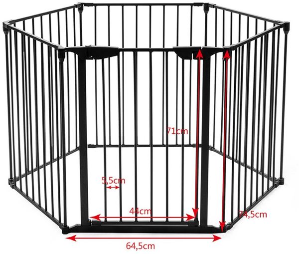 Klappbarer Kaminschutzgitter mit Sicherheitstür & Wandhalterung Metall Laufgitter Ofenschutzgitter Schwarz
