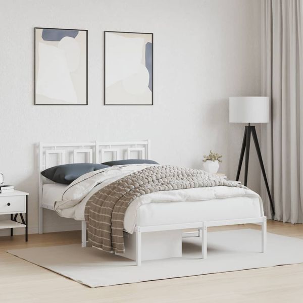 vidaXL Bettgestell mit Kopfteil Metall Weiß 120x190 cm 374287