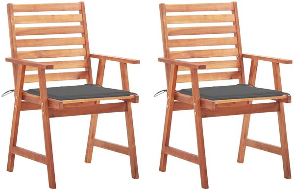 vidaXL Garten-Essstühle 2 Stk. mit Kissen Massivholz Akazie 3064320