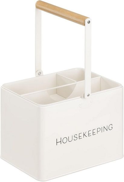 Navaris Küchenorganizer-Set Navaris Housekeeping Box mit 3 Fächern, Putzmittel Organizer, Weiß