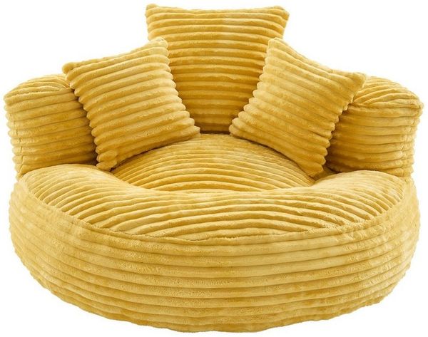 BlingBin Sitzsack Cordstoff-Sofa, Lazy Sofa (Sofa, 1 St, 108 x 108 x 52 cm), Mit drei Kissen, für Erwachsene und Kinder gleichermaßen geeignet