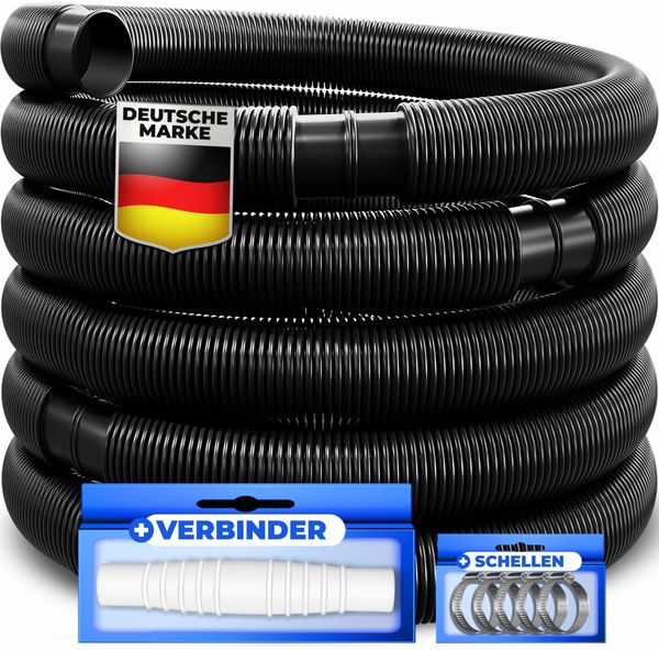 KESSER® Poolschlauch | Schwimmbadschlauch mit Muffen | Solarschlauch für Pool und Schwimmbecken | Saugschlauch | Pumpenschlauch | Flexibler Wasserschlauch Schwarz, Länge 10m ( Ø 38 mm )