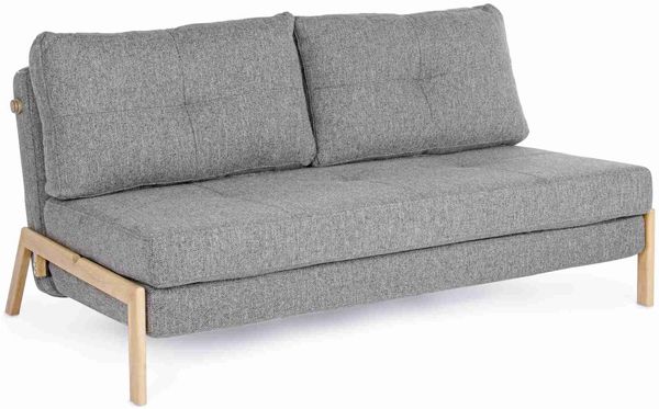 Schlafsofa Endyah mit Stoff-Bezug, 2-Sitzer, modernes Design, grau, gemütlich gepolstert