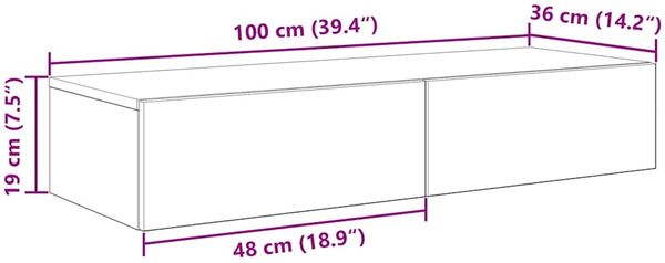 vidaXL Wandregal mit Schubladen Artisan-Eiche 100x36x19 cm 859994 Bild 11