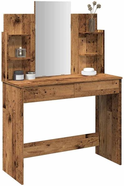 Schminktisch, Frisiertisch mit Spiegel Altholz-Optik 96 x 39 x 142 cm