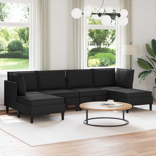 vidaXL Wohnzimmergarnitur 6 pcs Schwarz Stoff 3413812