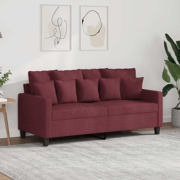 2-Sitzer Sofa, Couch Wohnzimmer Weinrot 140 cm Stoff