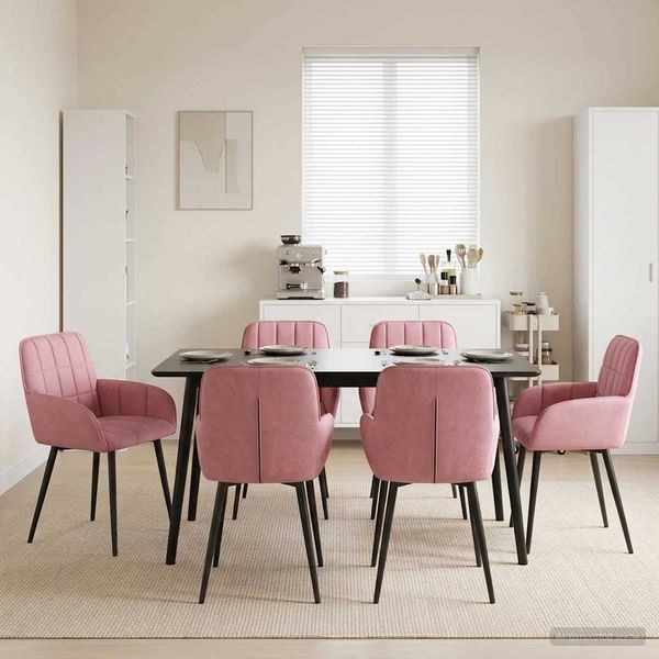 vidaXL Esszimmerstühle 6 pcs Samt (V) Rosa 57 x 50 x 85 cm 3428178