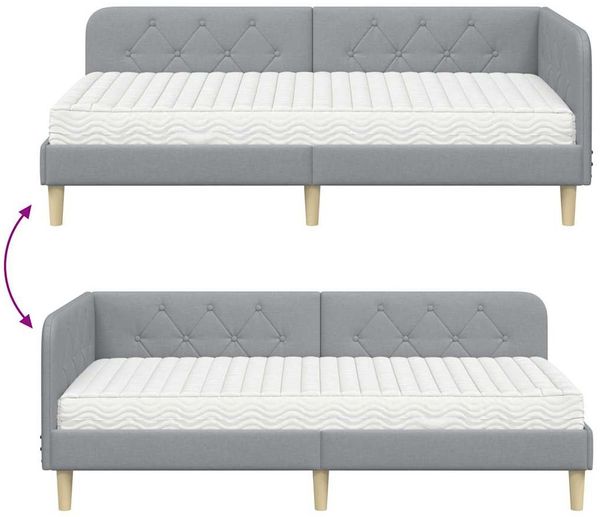 vidaXL Eckbettgestell Hellgrau 100 x 200 cm Stoff 3394125 Bild 12
