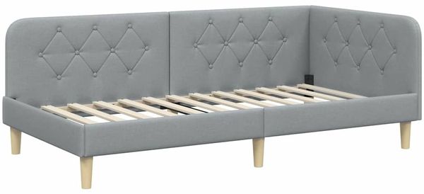 vidaXL Eckbettgestell Hellgrau 100 x 200 cm Stoff 3394125 Bild 6
