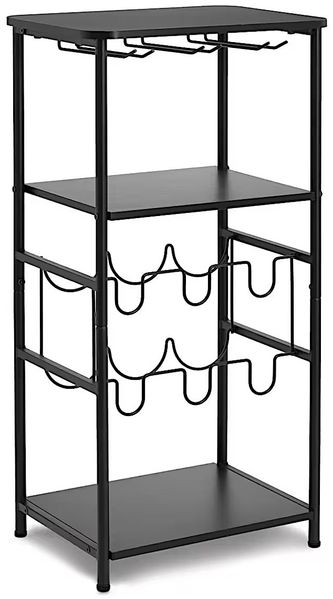 ZELLER Weinregal 27458 mit Weinglashaltern, Metall/Holz, schwarz ca. 40 × 30 × 80,5 cm