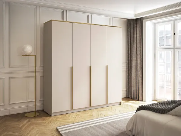 Vente-unique - VUKIA Wardrobe and walk-in wardrobe Holz, Platte Beige - B 57,1 cm x H 213 cm x L 200 cm