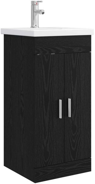vidaXL Badezimmerschrank mit Waschbecken Schwarze Eiche 890673