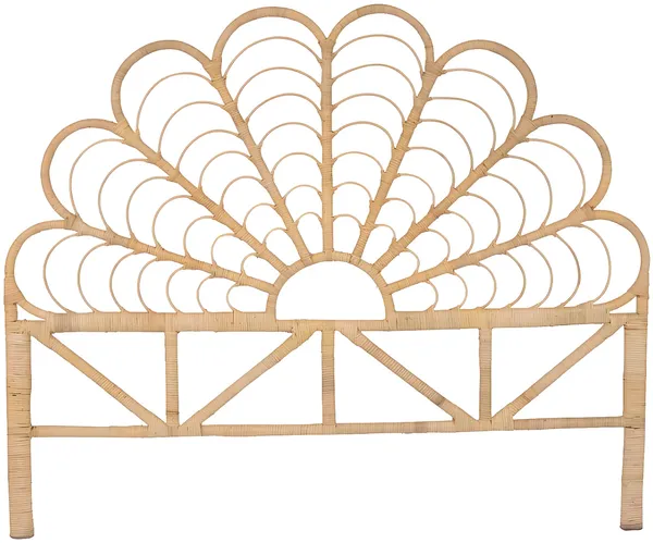 Vente-unique - FLOSIA Bettkopfteil und Bettbrücke Rattan Beige - B 4 cm x H 135 cm x L 165 cm Bild 4
