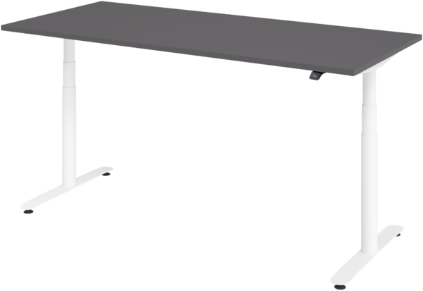 bümö elektrisch höhenverstellbarer Schreibtisch 180x80 cm mit Memory, Bluetooth & App-Steuerung - Schreibtisch höhenverstellbar elektrisch , elektrischer Schreibtisch graphit, Gestell weiß, XDLR-19-G-W