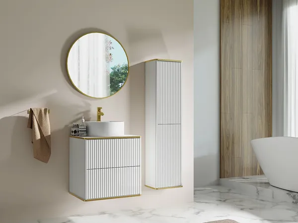Vente-unique - KELIZA Bathroom furniture set Holz, Platte Weiß - B 47 cm x H 54 cm x L 60 cm