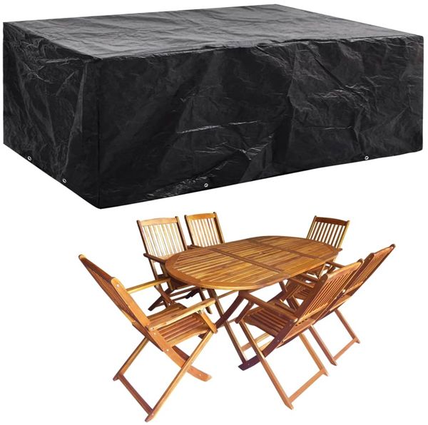 vidaXL Gartenmöbel-Abdeckung mit 8 Ösen, Polyethylen schwarz, 242 x 162 x 100 cm